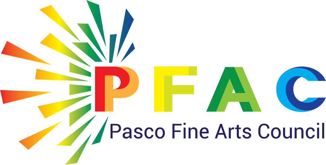 Logo of Pasco Fine Arts Council: colorful burst emanating from letters