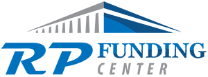 Logo of RP Funding Center with stylized building and text.