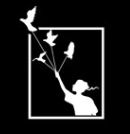 Silhouette of person reaching up, releasing birds from a window frame.