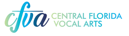 Logo for Central Florida Vocal Arts; teal, blue, and green lettering.
