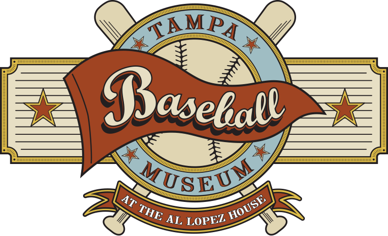 Tampa Baseball Museum logo with baseball, bats, stars, and banner reading