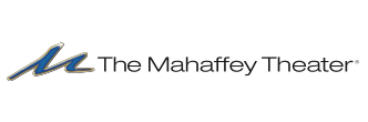 Logo for The Mahaffey Theater with blue swoosh graphic.