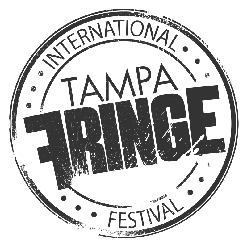 Tampa International Fringe Festival logo: Black and white stamp design with 