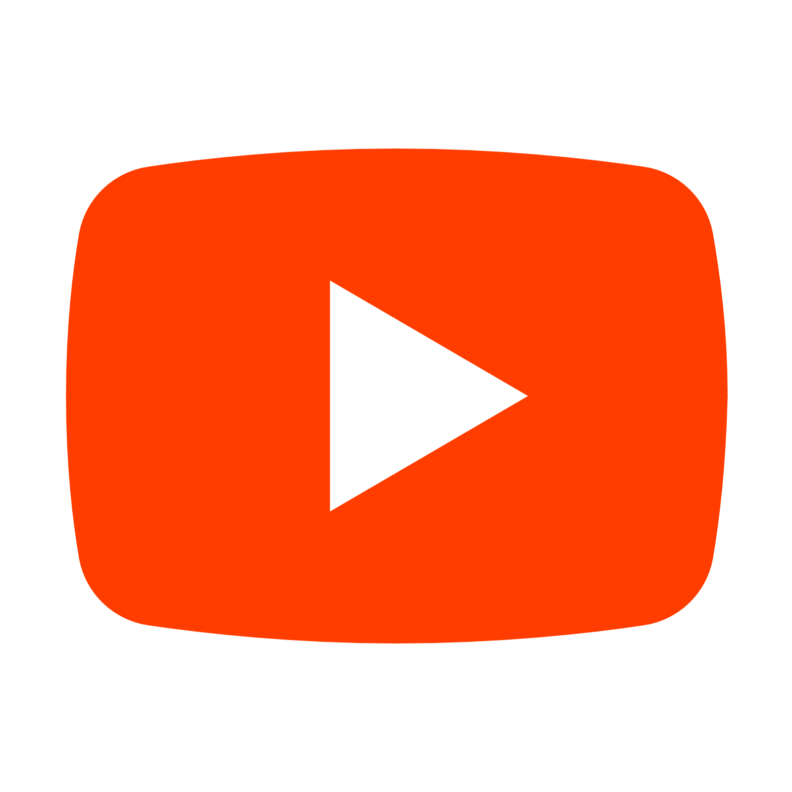 YouTube logo: Red rounded rectangle with a white play button.