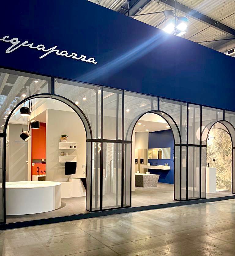 Stand Acquapazza Design Salone del Mobile Milano, stand allestito da Cusano Stand