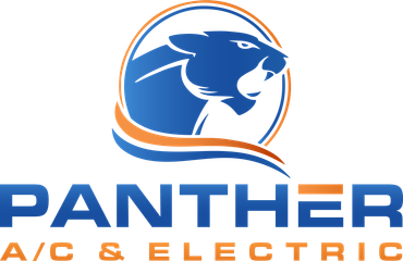 A logo for panther a / c and electric with a panther in a circle