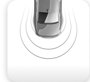 Top-down view of a silver car emitting concentric radar waves on a white background | Sparks Tire & Auto