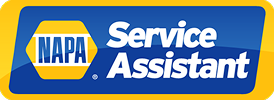 NAPA Service Assistant logo on a blue and yellow banner with white text | Sparks Tire & Auto
