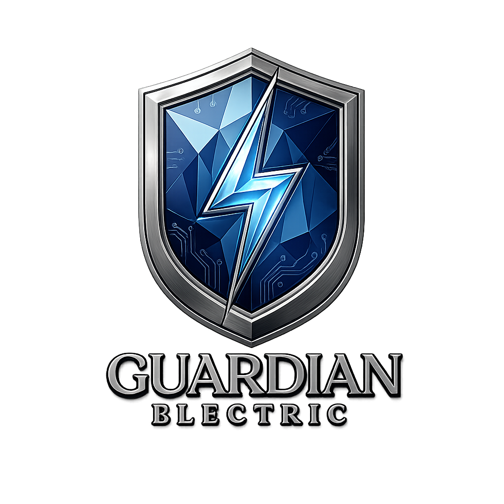 Guardian Electric logo with blue shield and lightning bolt emblem
