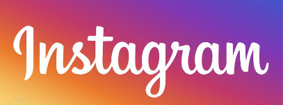 Instagram logo with white script text on a vibrant gradient background of orange, red, and purple.