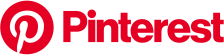 Pinterest logo in red.