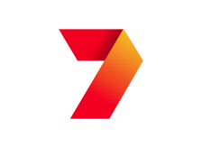 Seven Network logo, a stylized red and orange 