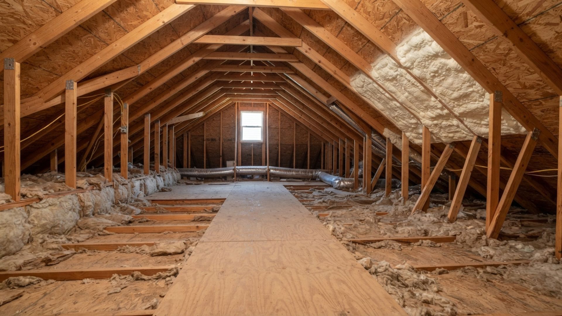 Uneven attic spray foam in Tyler that needs renewal of insulation
