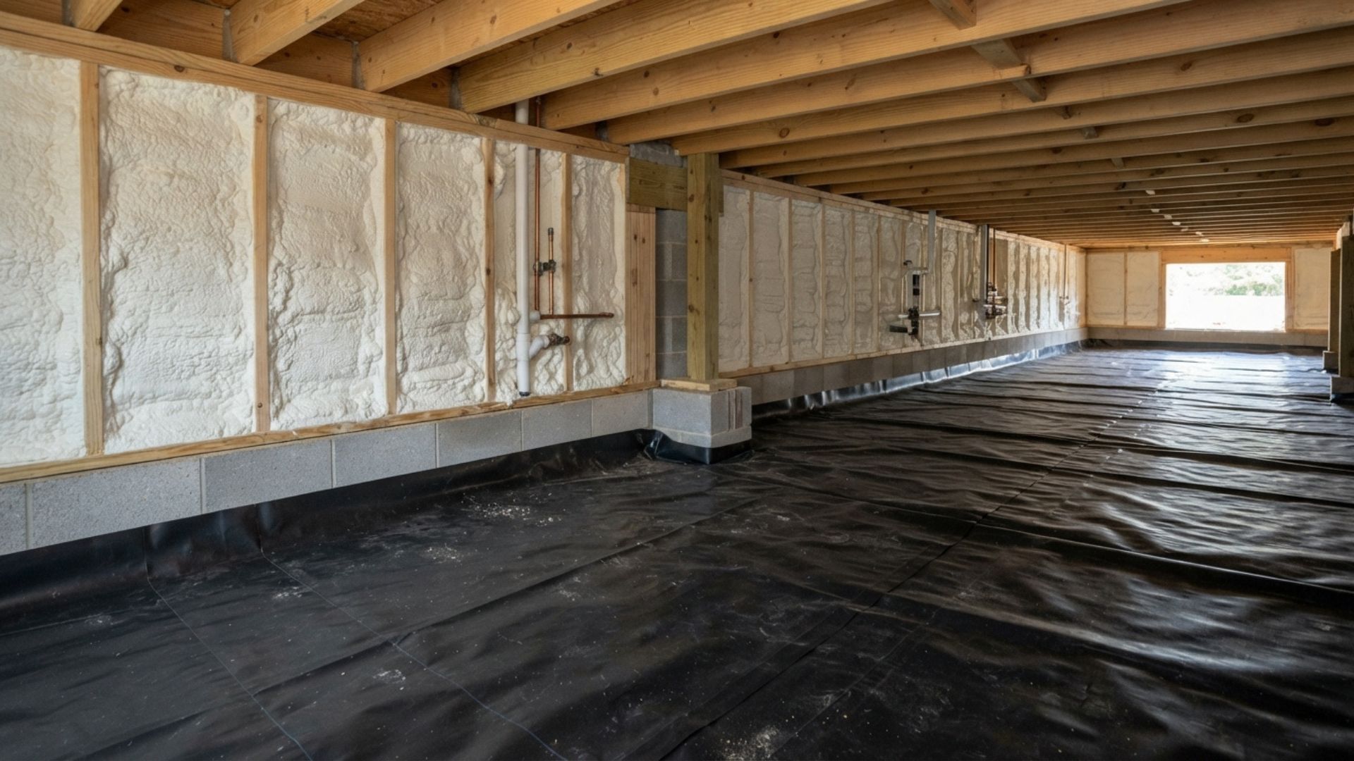 Completed work of crawl space insulation in Tyler's neighborhood