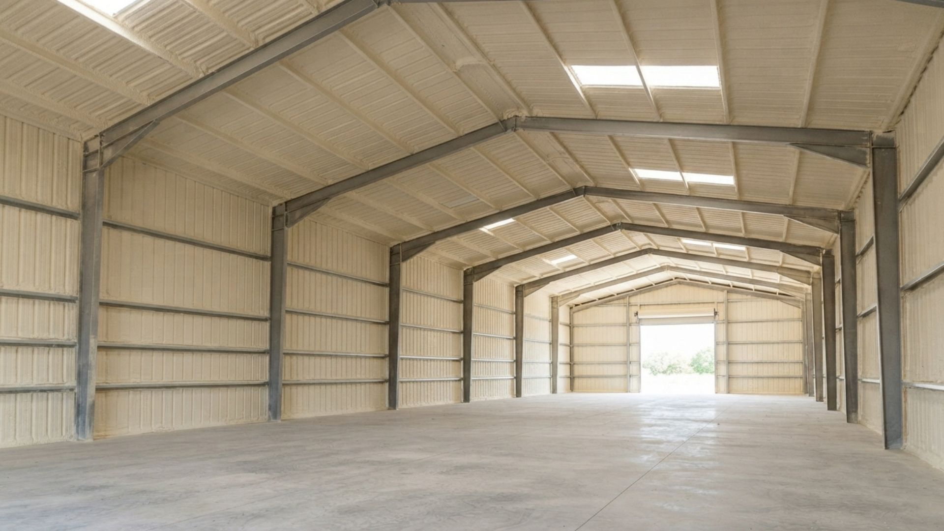 Completed work of a metal building insulation in Tyler that improves energy efficiency around it