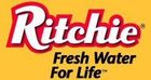 Ritchie logo with red outline and text on a yellow background: 