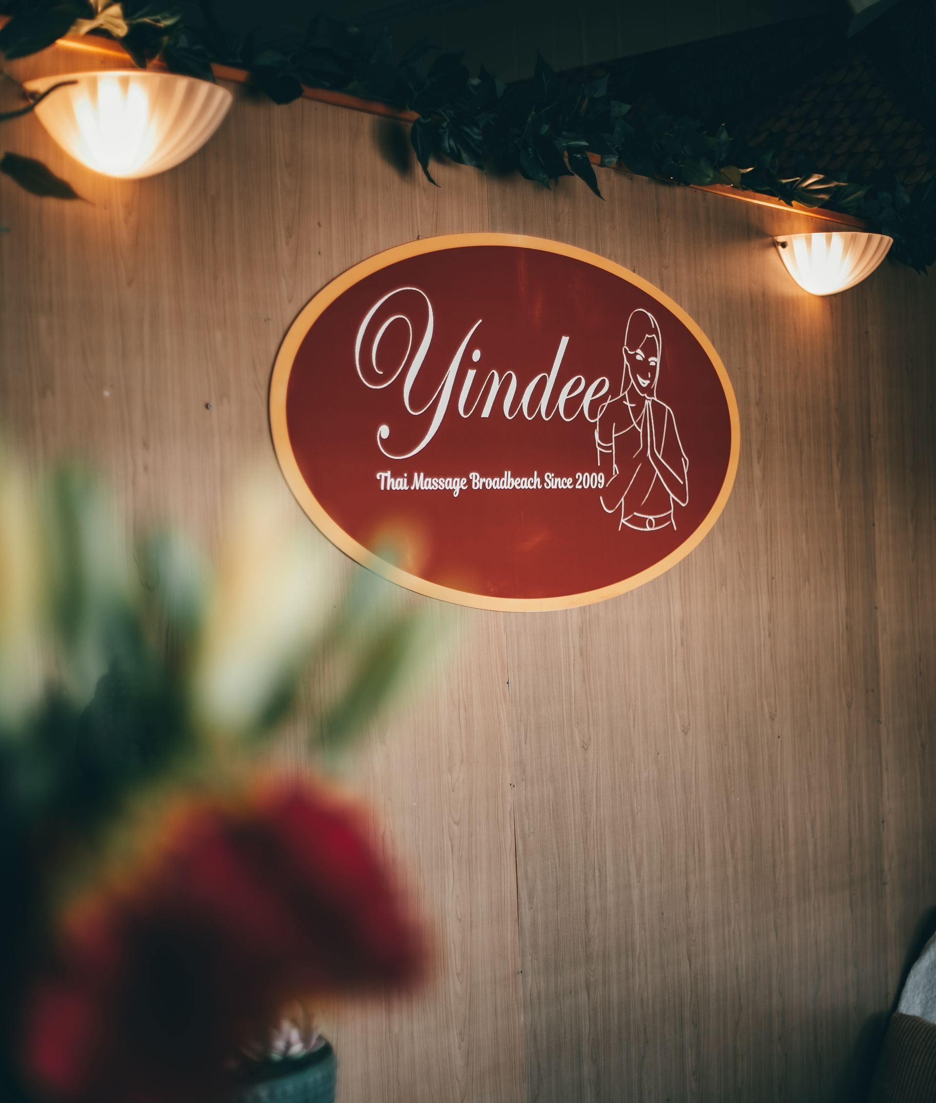 Sign for Yindee Thai Massage With Logo and Text — Traditional Massage Services In Broadbeach, QLD