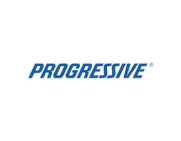 The logo for progressive is blue and white on a white background.