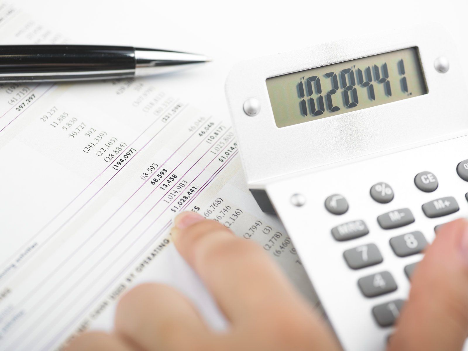 worker using a calculator