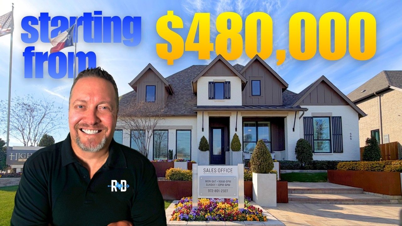 Man in front of a house, text says