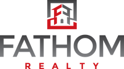 Fathom Realty logo with a gray and red house icon above the company name