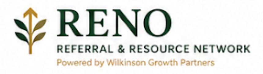 RENO logo with gold leaf icon and text “Referral & Resource Network” on white background