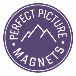 Purple circular “Perfect Picture Magnets” logo with mountain icon and white text