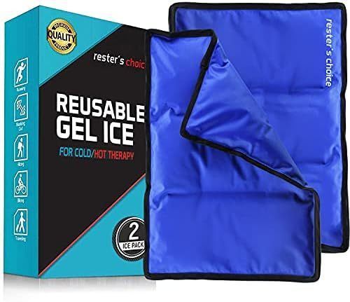 A reusable gel ice pack is sitting next to a box.