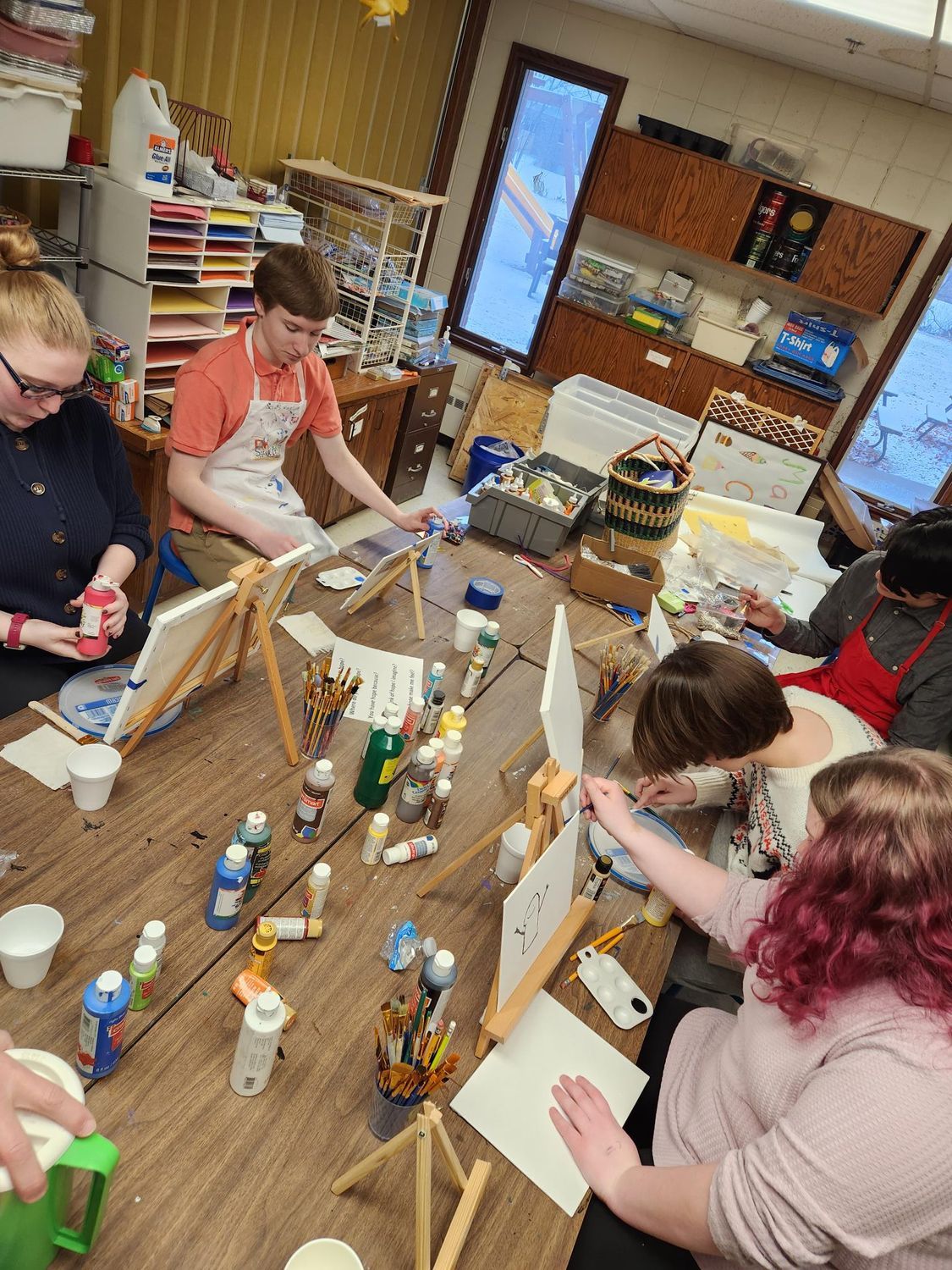 teens painting in Art Studio