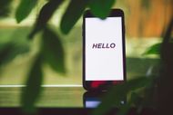 a cell phone has the word 