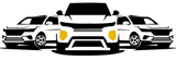 Logo with three black-and-white cars above the yellow text “Xlnt Rides”