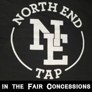 White logo for North End Tap in the Fair Concessions, featuring large letters N and E on a black background.