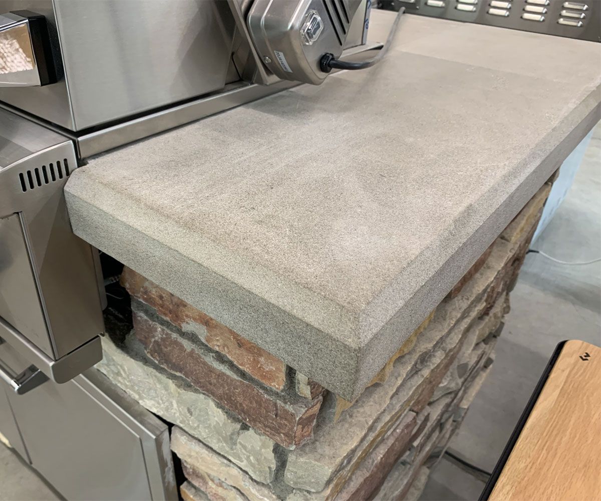 Natural limestone outdoor kitchen countertop