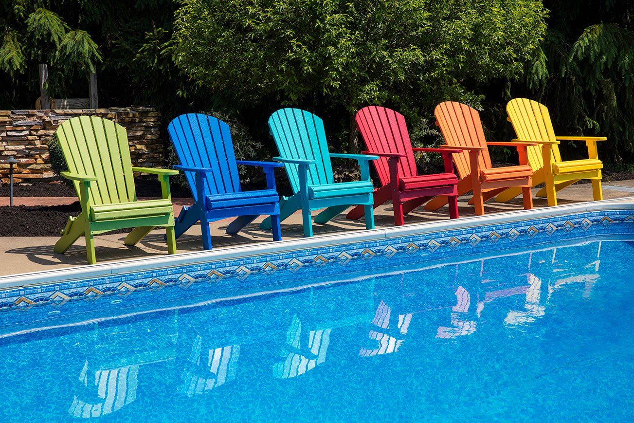 Recycled plastic patio furniture in Akron backyard