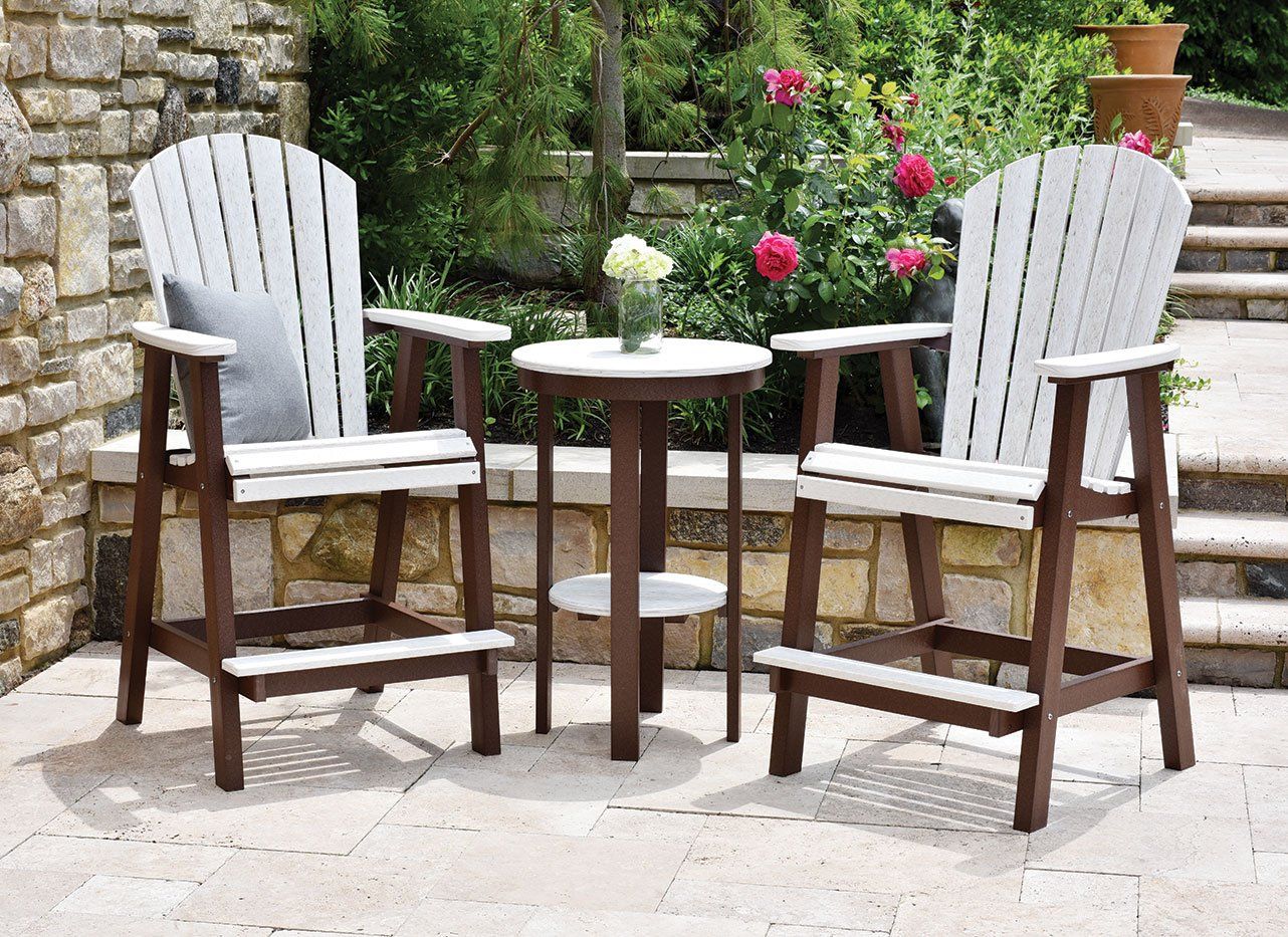 Berlin Gardens comfo back adirondak chairs with end table in bar height outdoor furniture