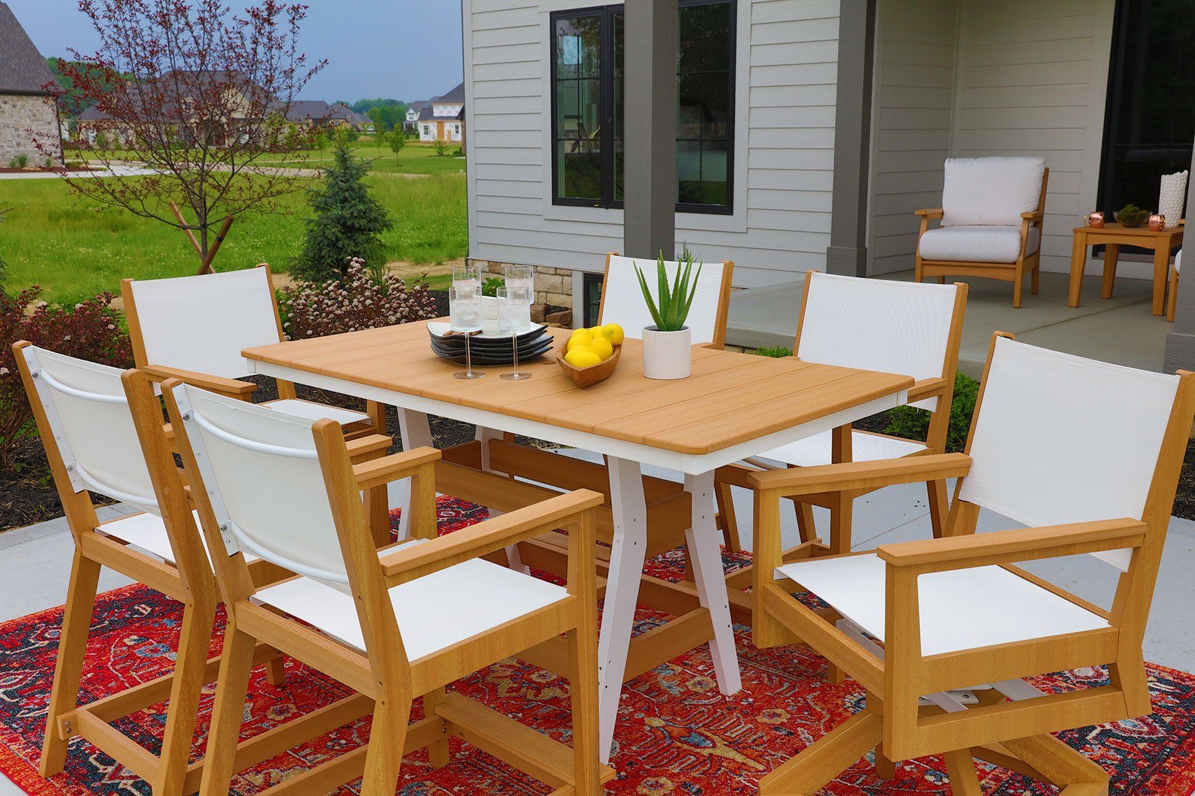 Weather resistant patio table and chair set amish made in Ohio backyard