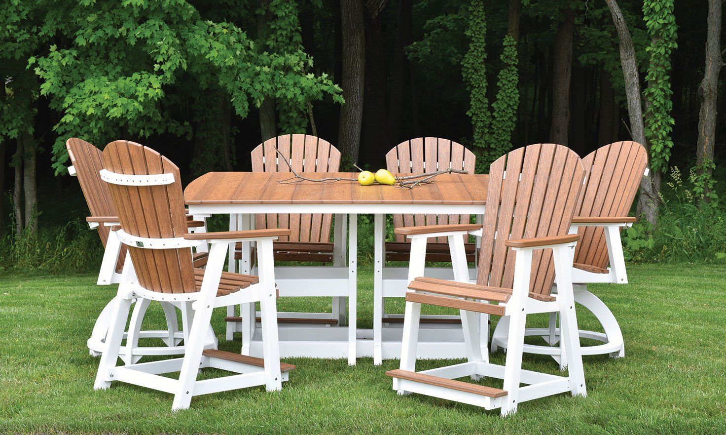 Outdoor patio furniture dining set with rectangular table and dining chairs amish crafted and weather resistant made from poly lumber