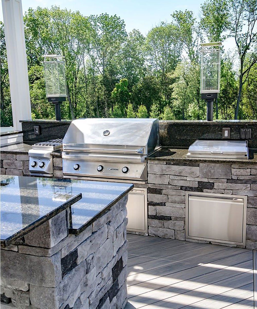 Built-in gas grill and side burner Ohio patio with outdoor kitchen and Twin Eagles built-in gas grills