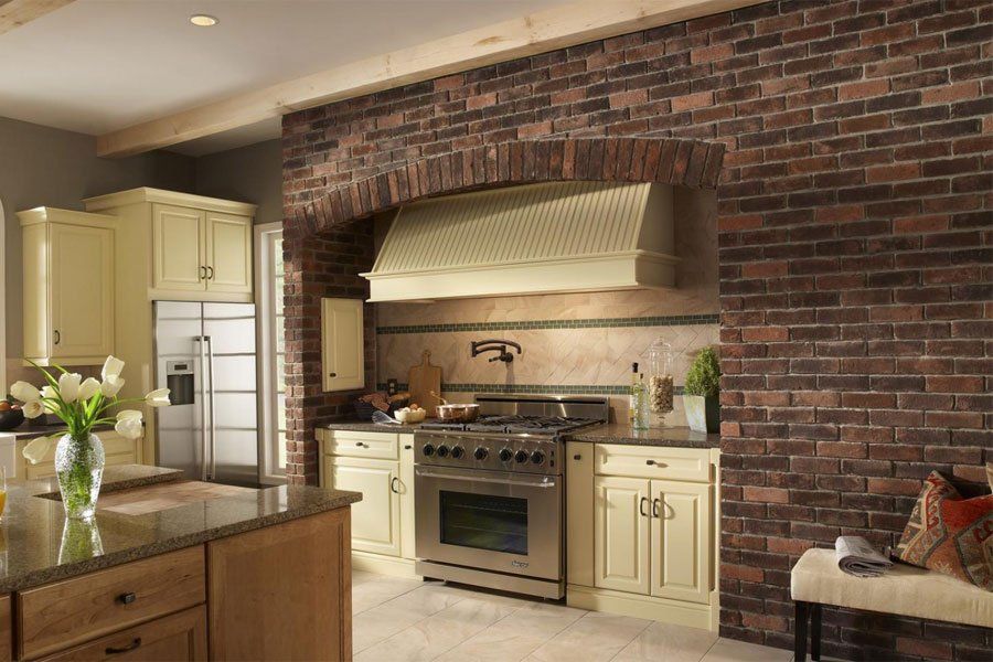 Eldorado Stone Hartford Thin Brick Veneer Interior Wall Kitchen
