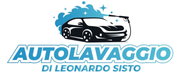 Autolavaggio di Leonardo Sisto logo with a black sports car and blue water splashes