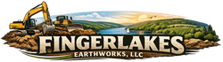 Fingerlakes Earthworks, LLC logo with excavator over a landscape and bold text