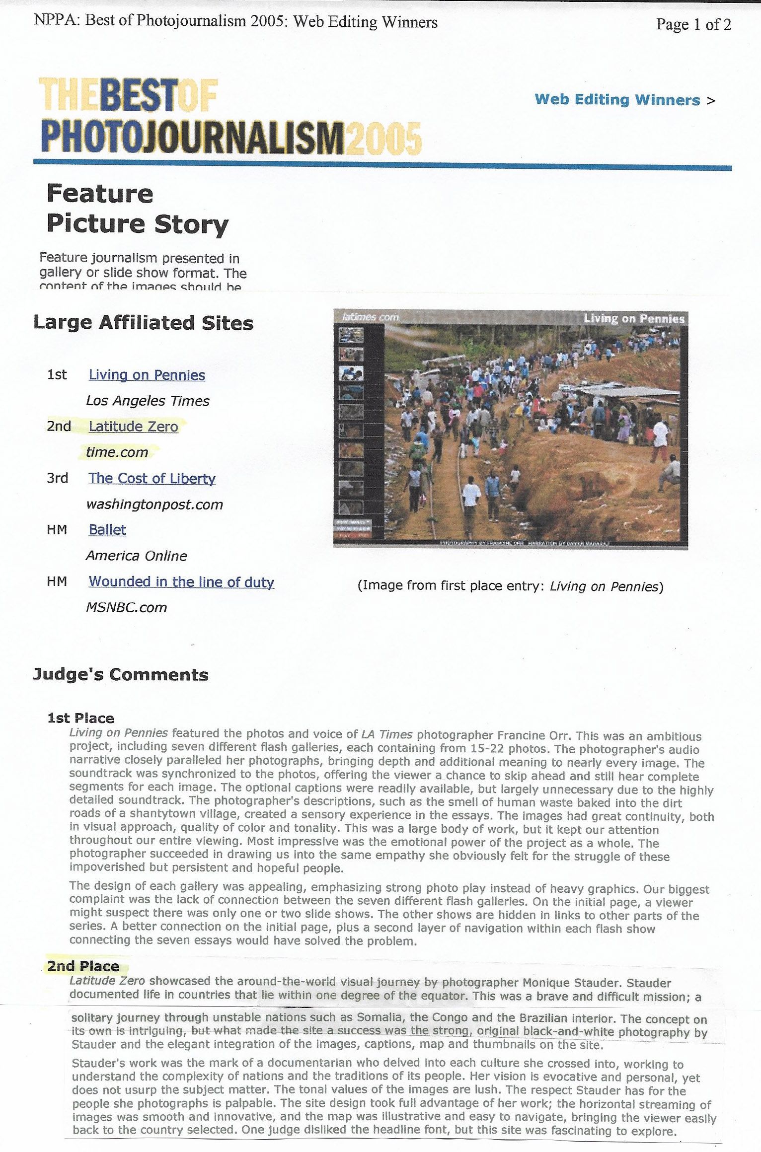 NPPA award 2005