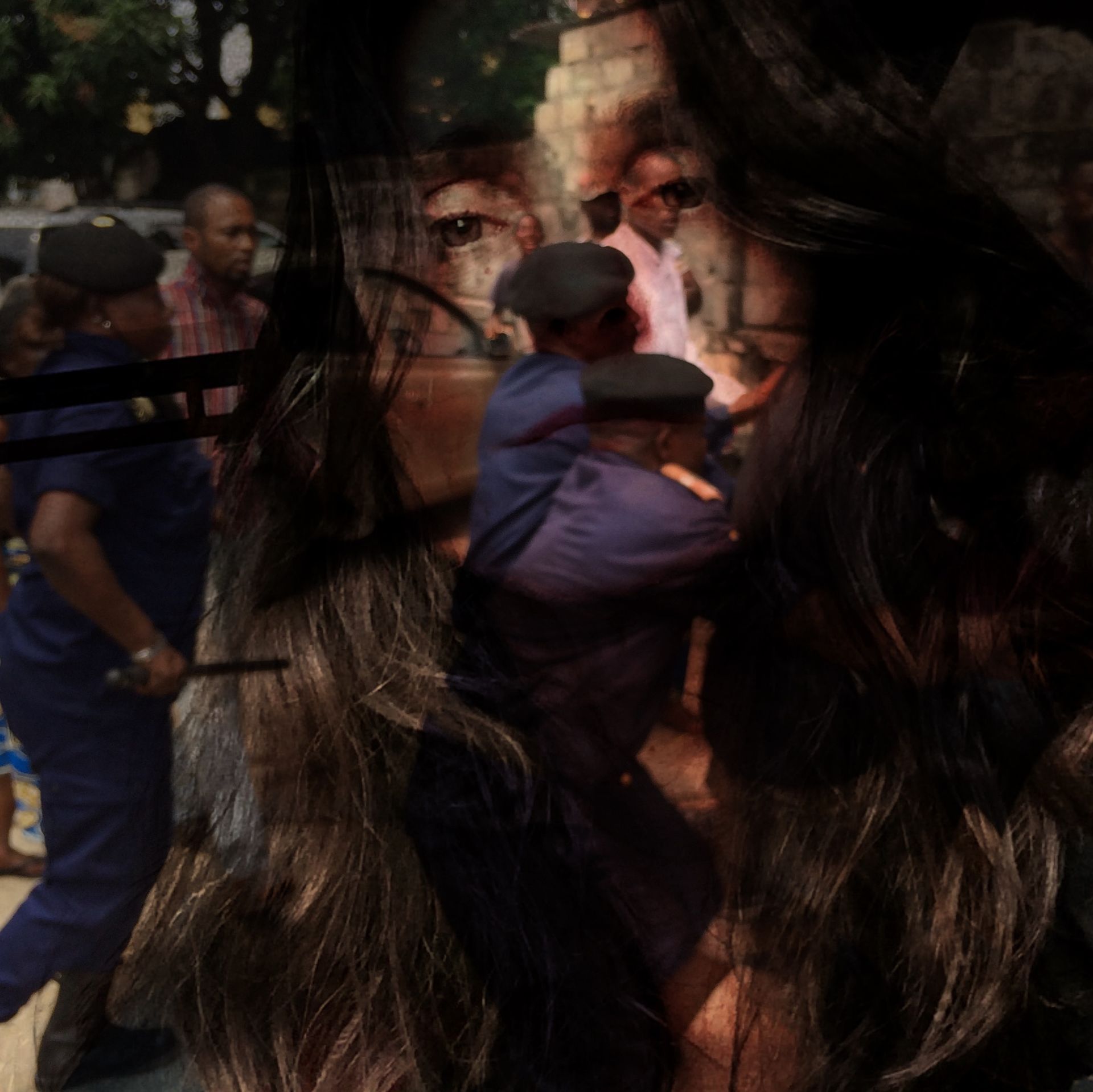 Double exposure - Self portrait of Monique Stauder in DRCongo
