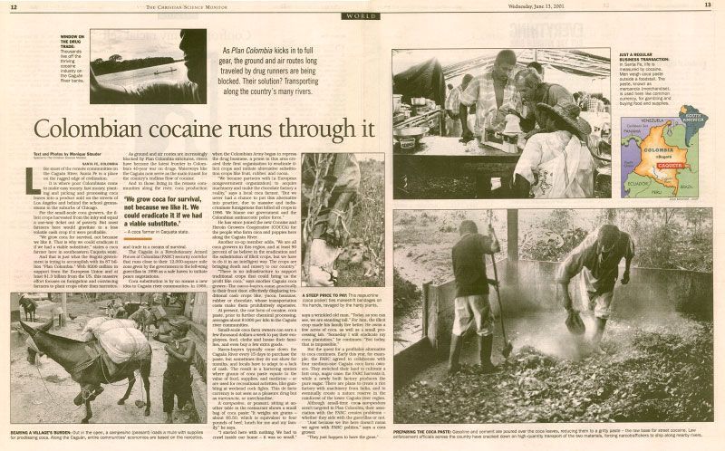 Freelancing for CSMonitor in Colombia 2000-01