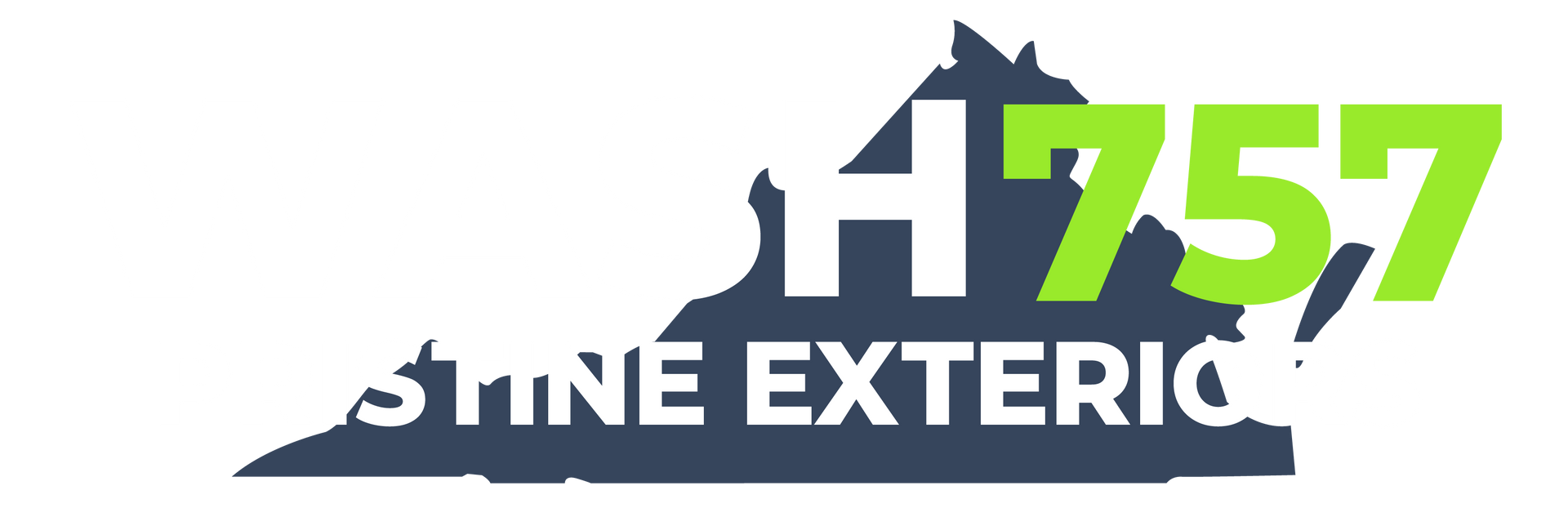 Logo for Shine Exterior with a dark gray house silhouette and bright green “757” text.