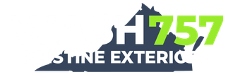 Logo for Shine Exterior with a dark gray house silhouette and bright green “757” text.