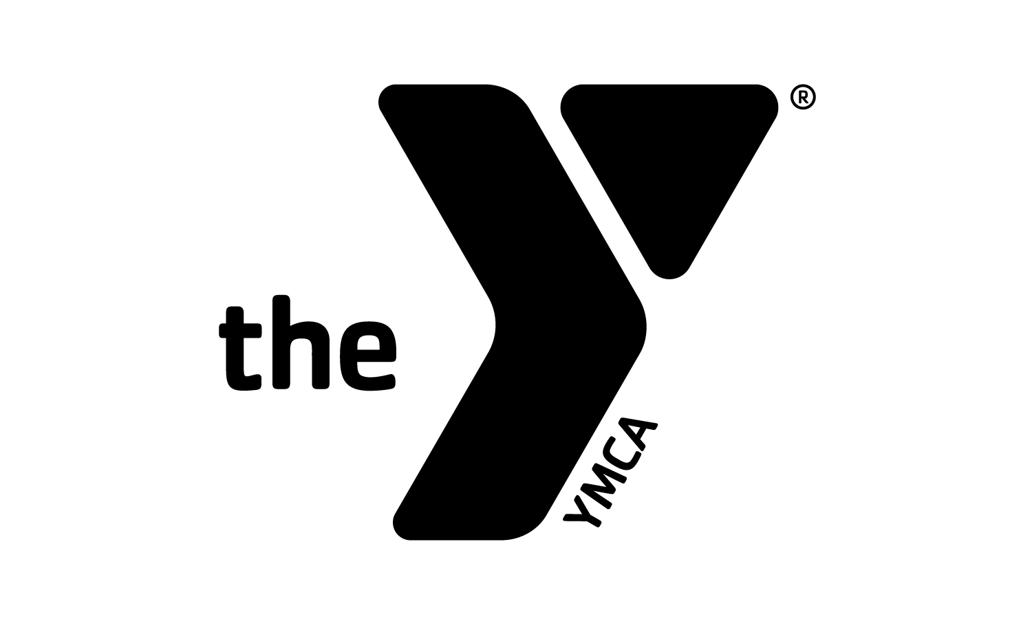 Black YMCA logo with the word