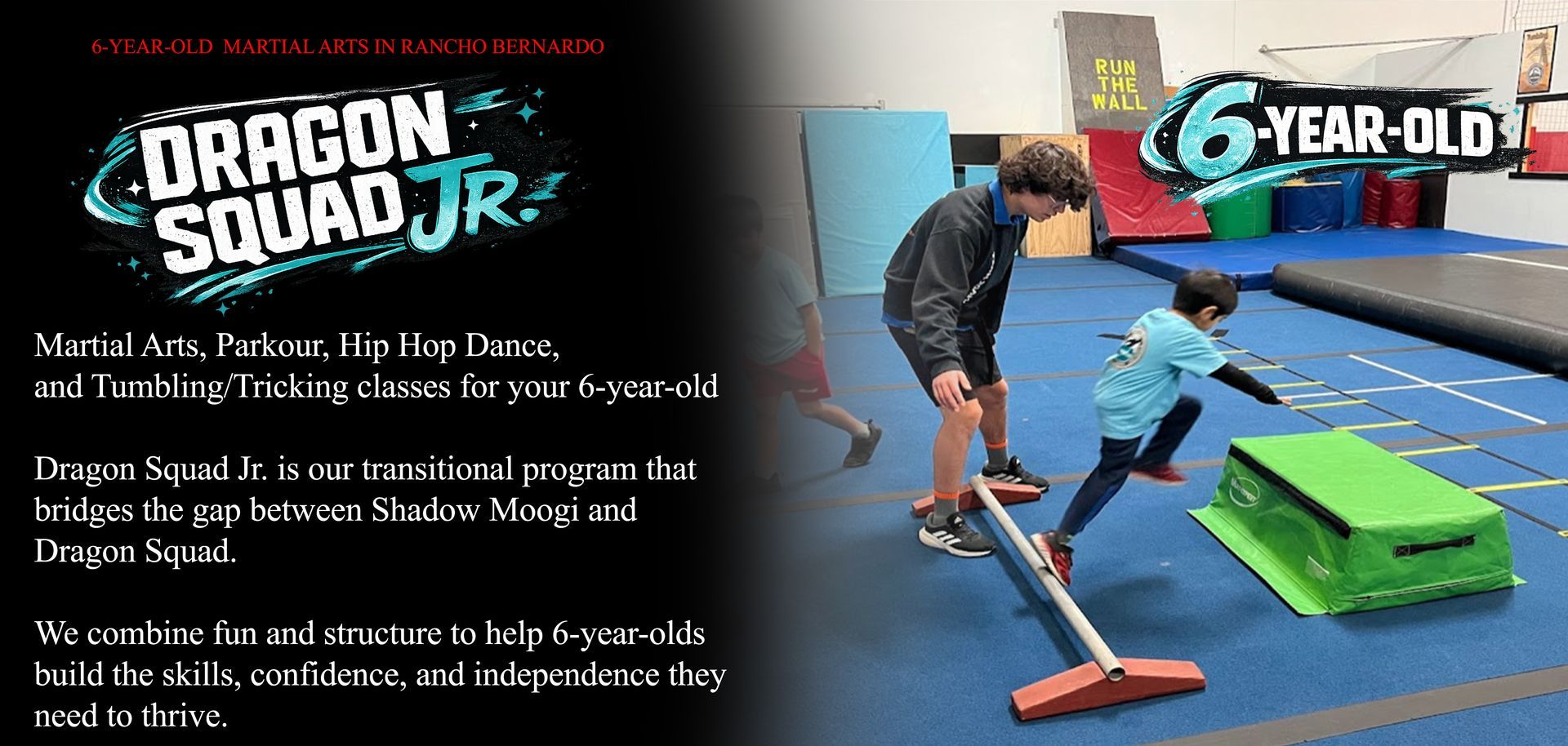 Taekwondo + Parkour + Hip Hop + Tumbling for Kids Ages 6-7 in San Diego