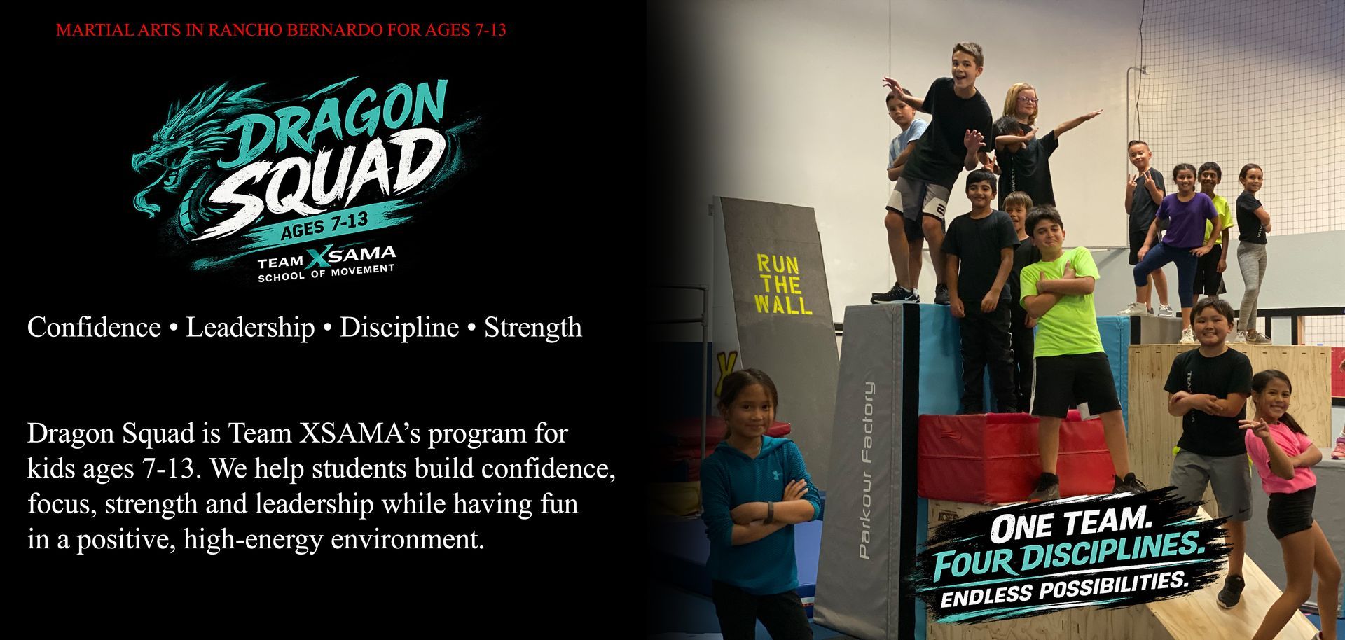 Taekwondo + Parkour + Hip Hop + Tumbling for Kids Ages 8–13 in San Diego