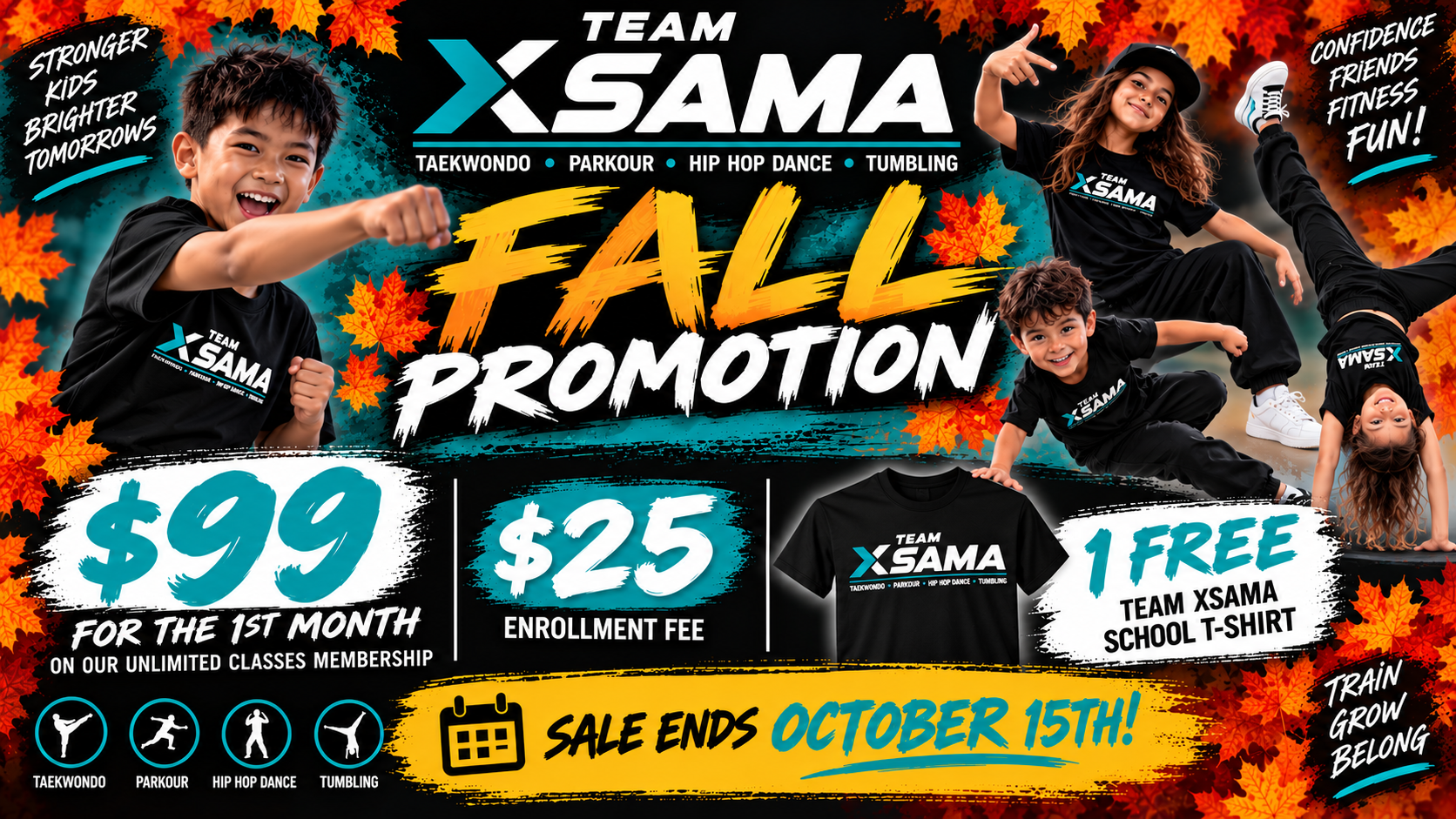 Back to School Sale for Taekwondo, Parkour, Hip Hop, and Gymnastics Floor Tumbling in San Diego